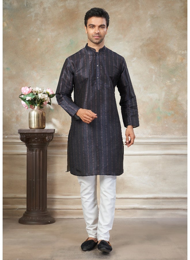 OUTLUK Black Premium Silk Kurta for Men - Image 1